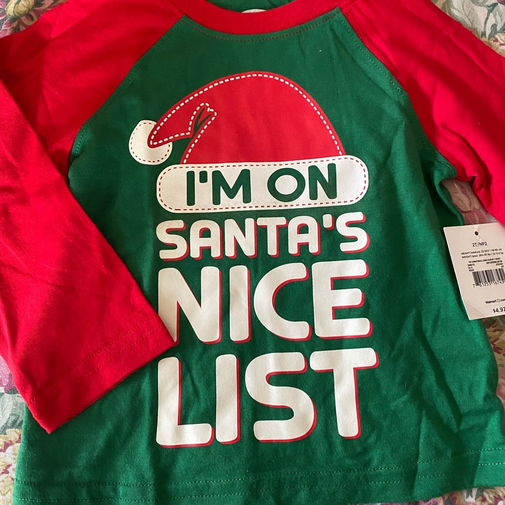 Holiday long sleeve t-shirt.